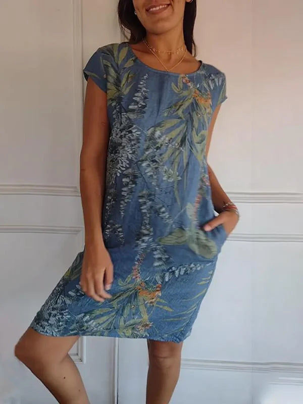 Robe Longue Femelle en Coton Lin Élégante pour Été