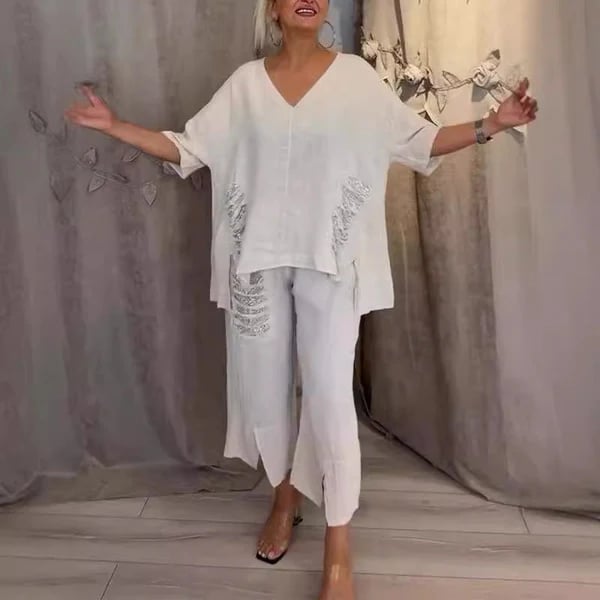 Ensemble Femme Décontracté Coton Décolleté en V