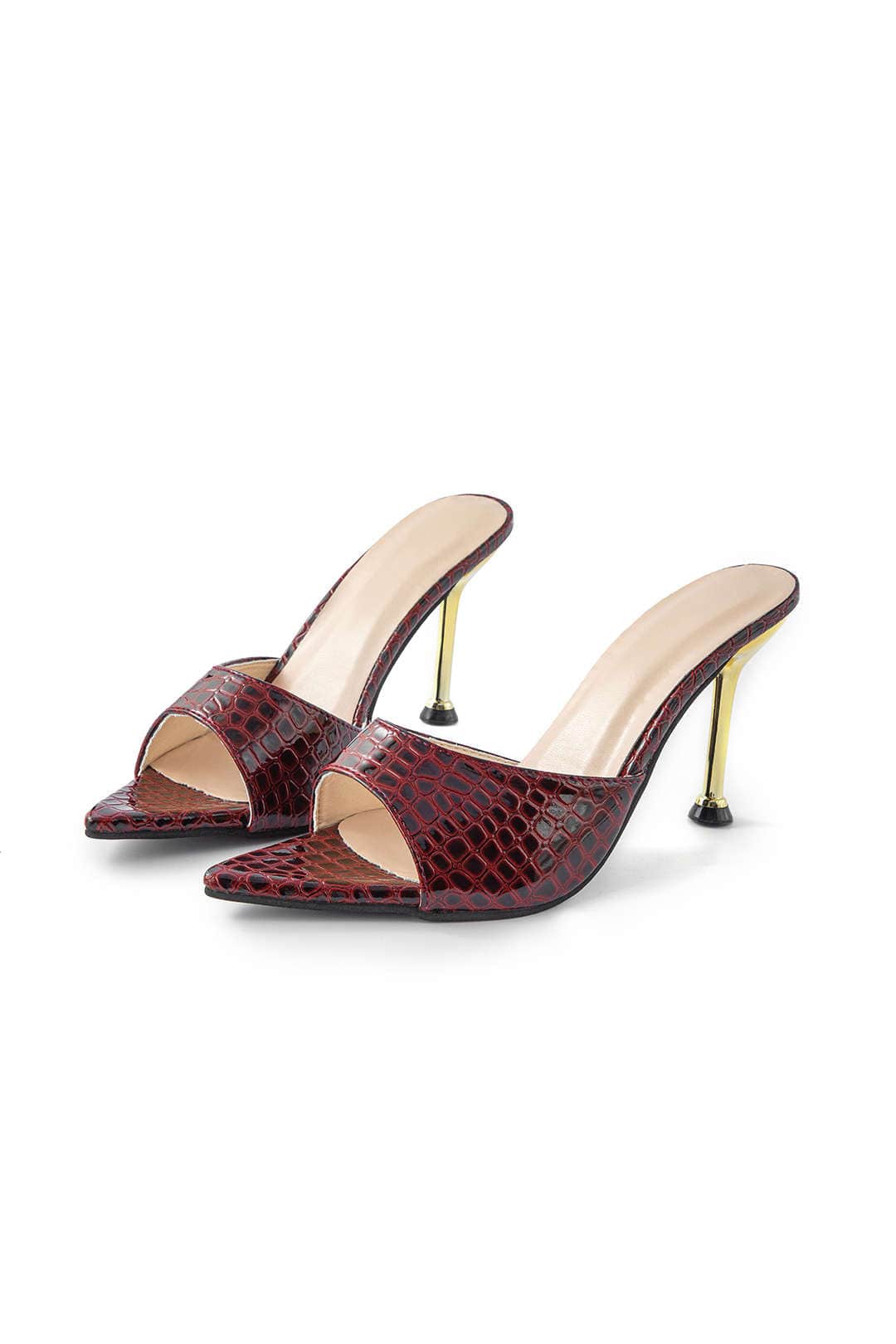 Mules Hauts Talons Noir Gaine Élégantes