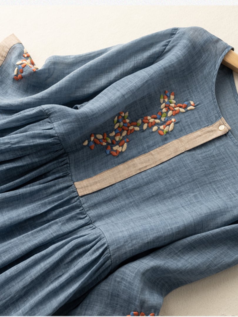 Robe Été Brodée Ethnique Pour Femme