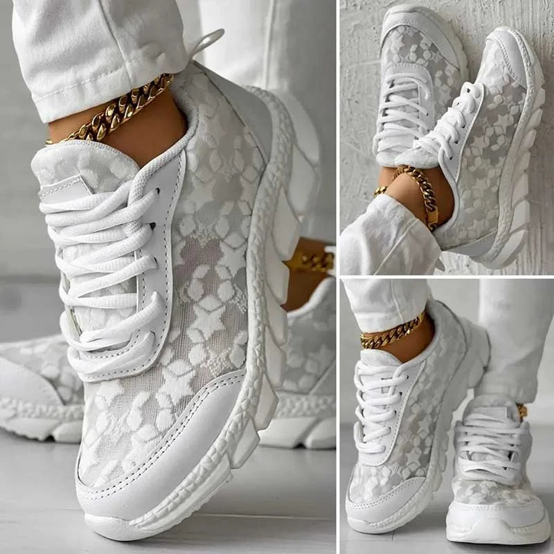 Baskets Femmes Blanc Nubuck Raffinées - PanierRoyale
