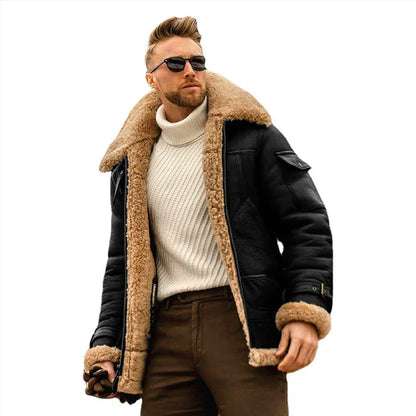 Veste Cuir Hiver Homme Élégante et Doublure Polaire
