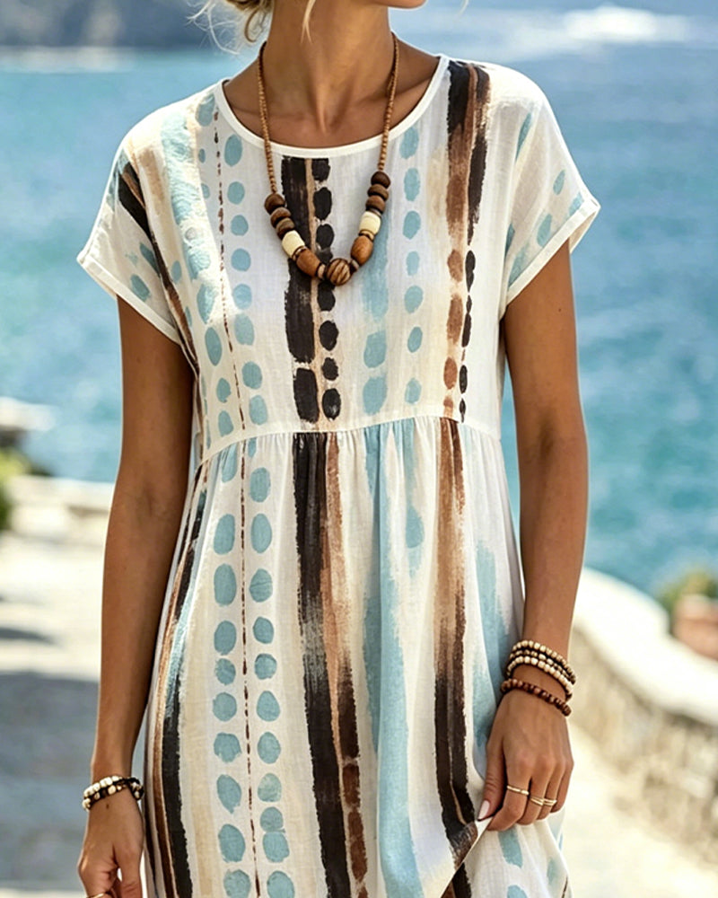 Robe Femme Imprimé Aquarelle Motifs Artistiques Fluide