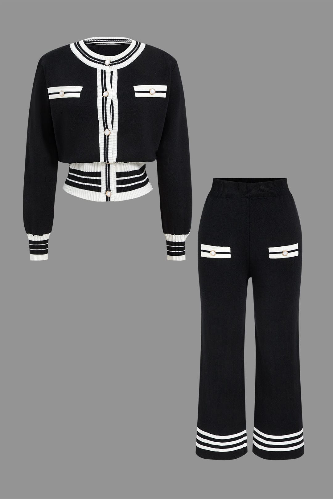 Ensemble Tricot Femme Élégant : Cardigan Court et Pantalon Large - BerlinGlamour