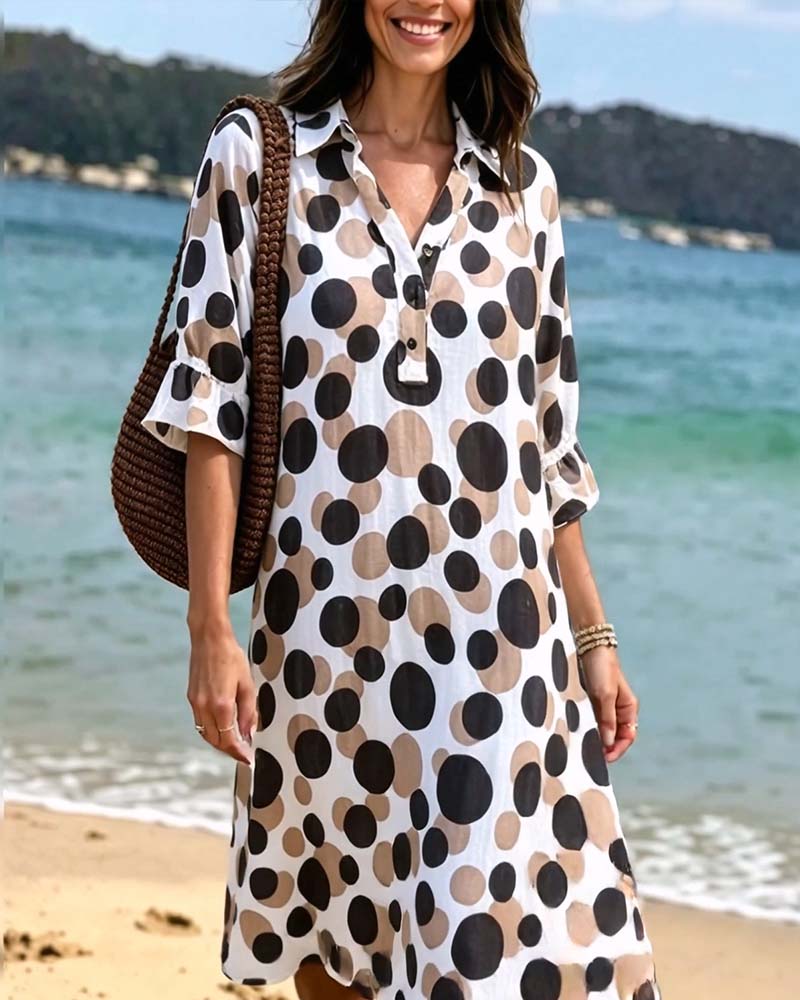 Robe Femme Fluide Col en V Coupe Droite