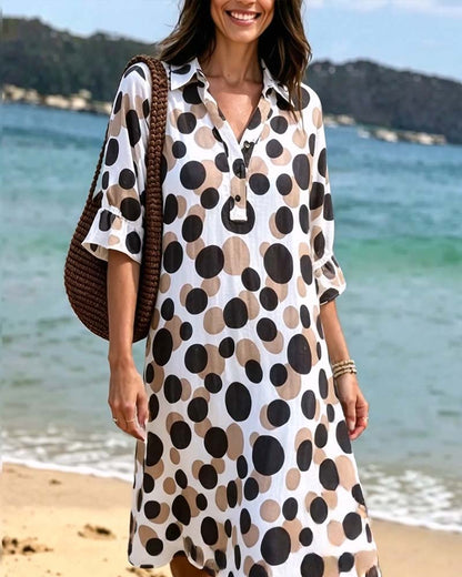 Robe Femme Fluide Col en V Coupe Droite