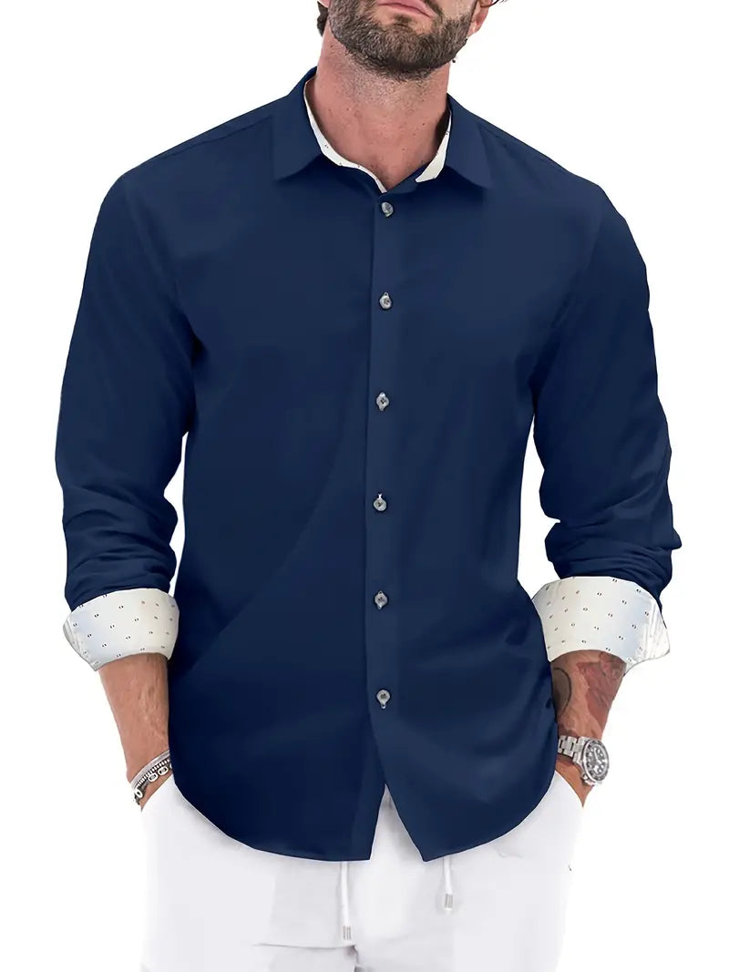 Chemise Homme Élégante Blanc avec Détails Contraste