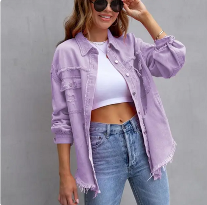 Blouson femme denim vert foncé stylish