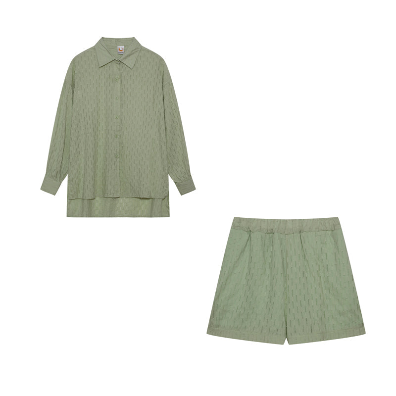 Ensemble Décontracté Femme : Blouse et Short en Coton Oversize