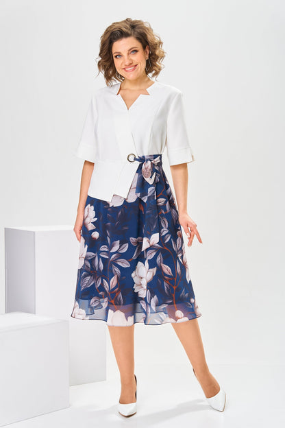 Robe midi Femme Coton Soie Fluide Manches Courtes - PanierRoyale