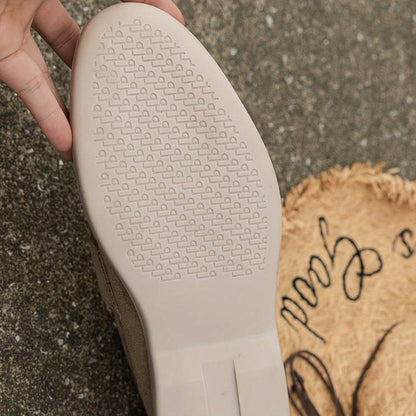 Mocassin en Cuir Velours Beige et Bleu Marine