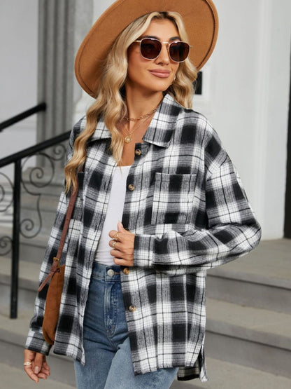 Chemise Femme à Carreaux Manches Longues Élégante et Chic