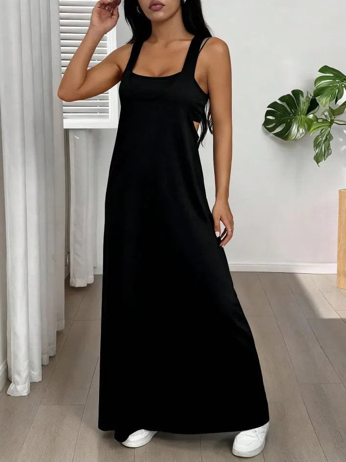Robe longue Femme Effet Deux Pièces Découpes Latérales
