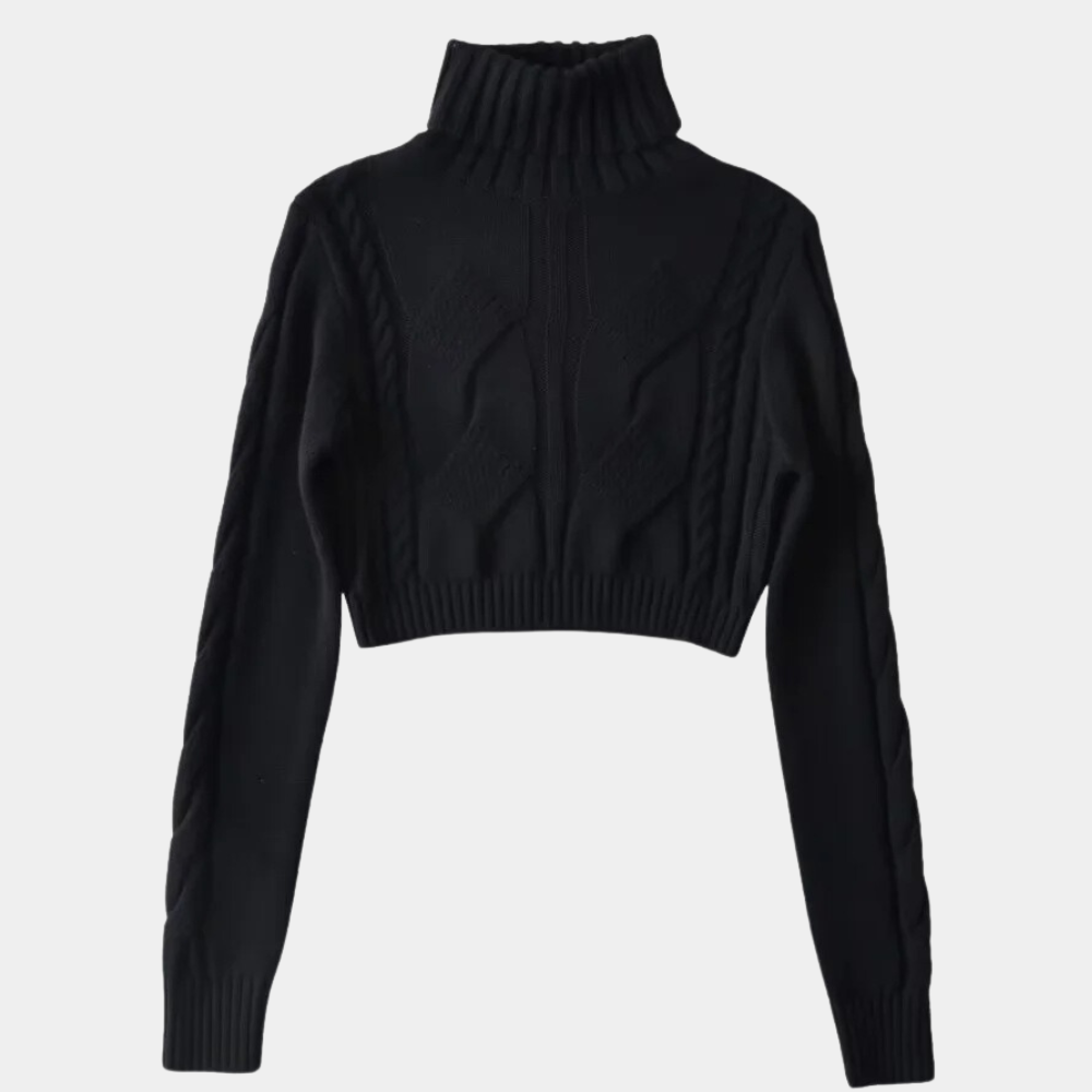 DONNA - Pull Crop Col Roulé Elégant pour Femmes