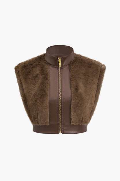 Sac Antonia en Similicuir avec Détails en Fourrure Synthétique