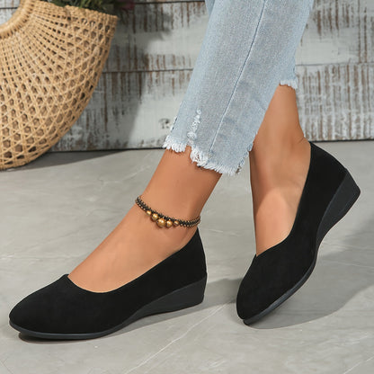 Ballerines Femme Talon Compensé Confortable Texture Douce