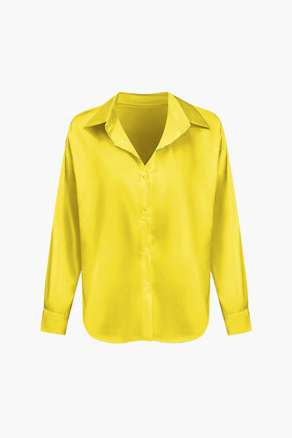 Blouse Élégante en Soie Satinée Longue Manche