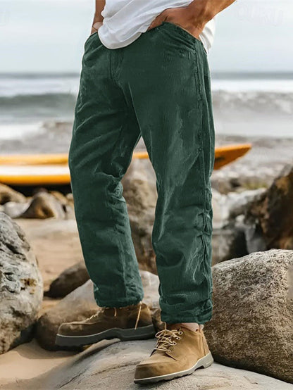 Pantalon Décontracté avec Poches Côtelées
