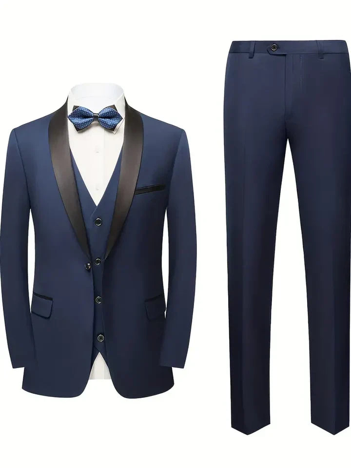Costume Homme 3 Pièces Noir Classique Mariage - PanierRoyale