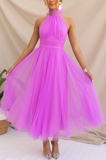 Robe Décontractée Mi-Longue Col Rond en Coton Doux