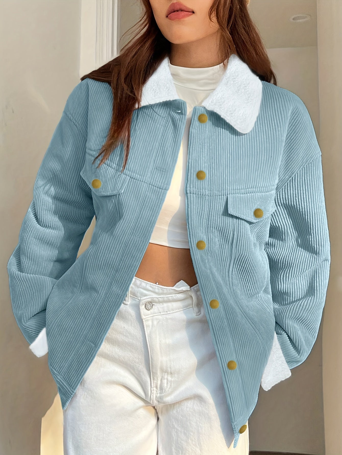 Manteau Femme Hiver Élégant avec Col Montant et Fermeture Boutons - PanierRoyale