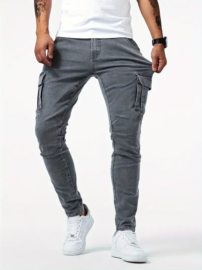Pantalon de travail homme robuste gris avec poches multiples - PanierRoyale