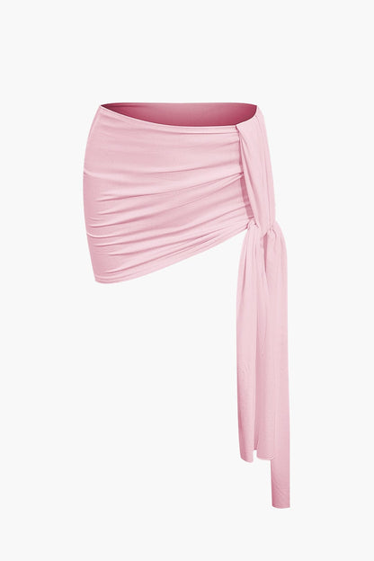 Top Épaule Uniquement & Mini Jupe Drapée pour Soirée Glamour