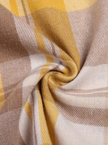 Chemise longue femme Coton à carreaux Poches Boutons