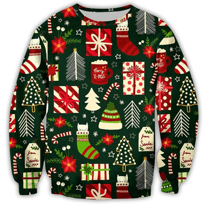 Pull de Noël Rouge Brillant avec Cerf Pour Homme et Femme