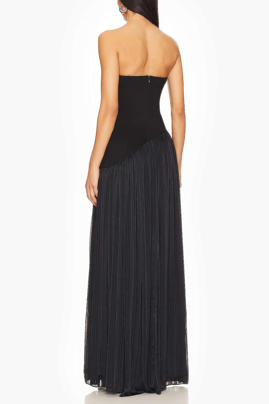 Robe de soirée femme noir décolleté élégant - PanierRoyale