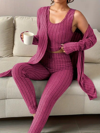 Ensemble Détente Femme 3 Pièces avec Cardigan Doux et Confortable - PanierRoyale