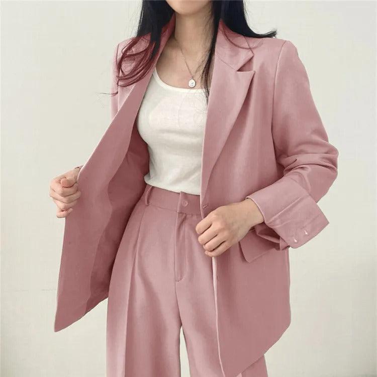 Costume Femme Tailleur 2 Pièces avec Blazer Long