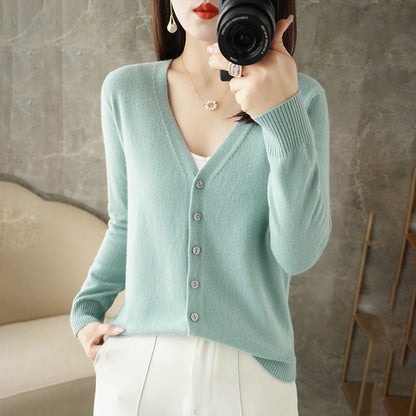 Cardigan En Cachemire À Manches Longues Pour Femme | Grande Taille