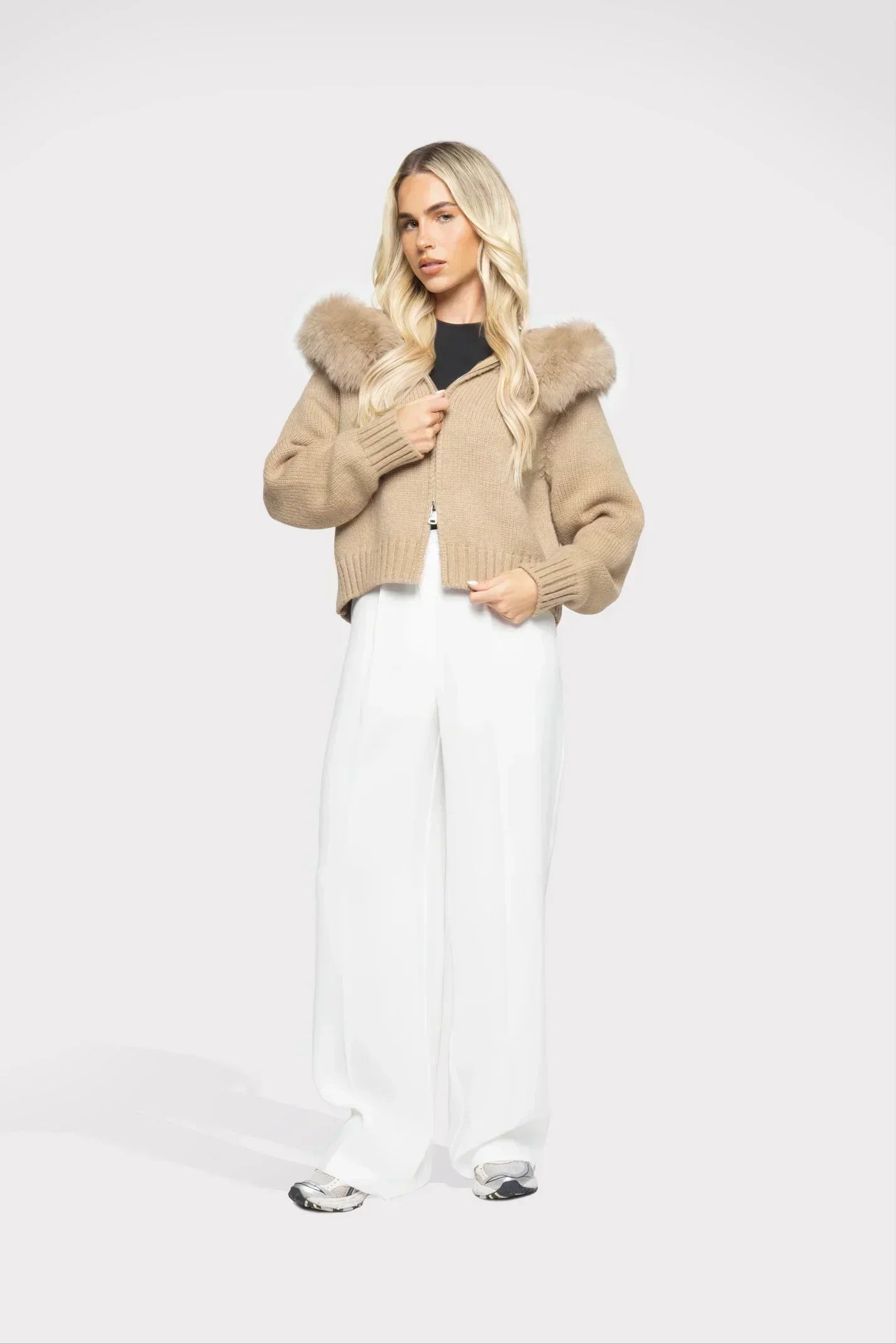 Manteau Femme Hiver Laine Douce à Capuche Fourrée