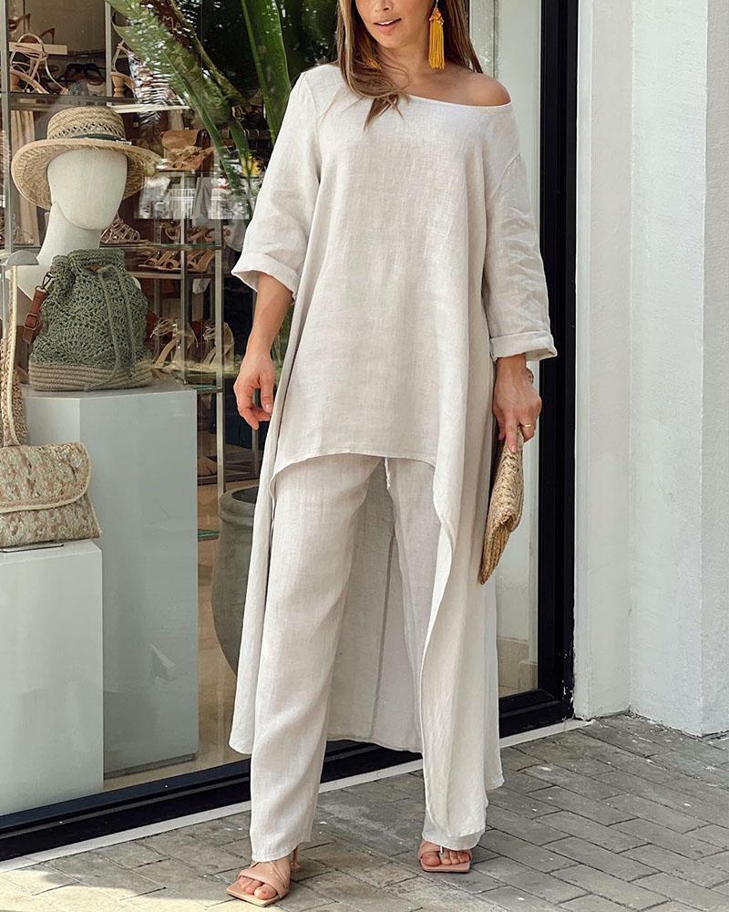 Robe Femme Élégante - Tunique Légère et Pantalon Slim - PanierRoyale