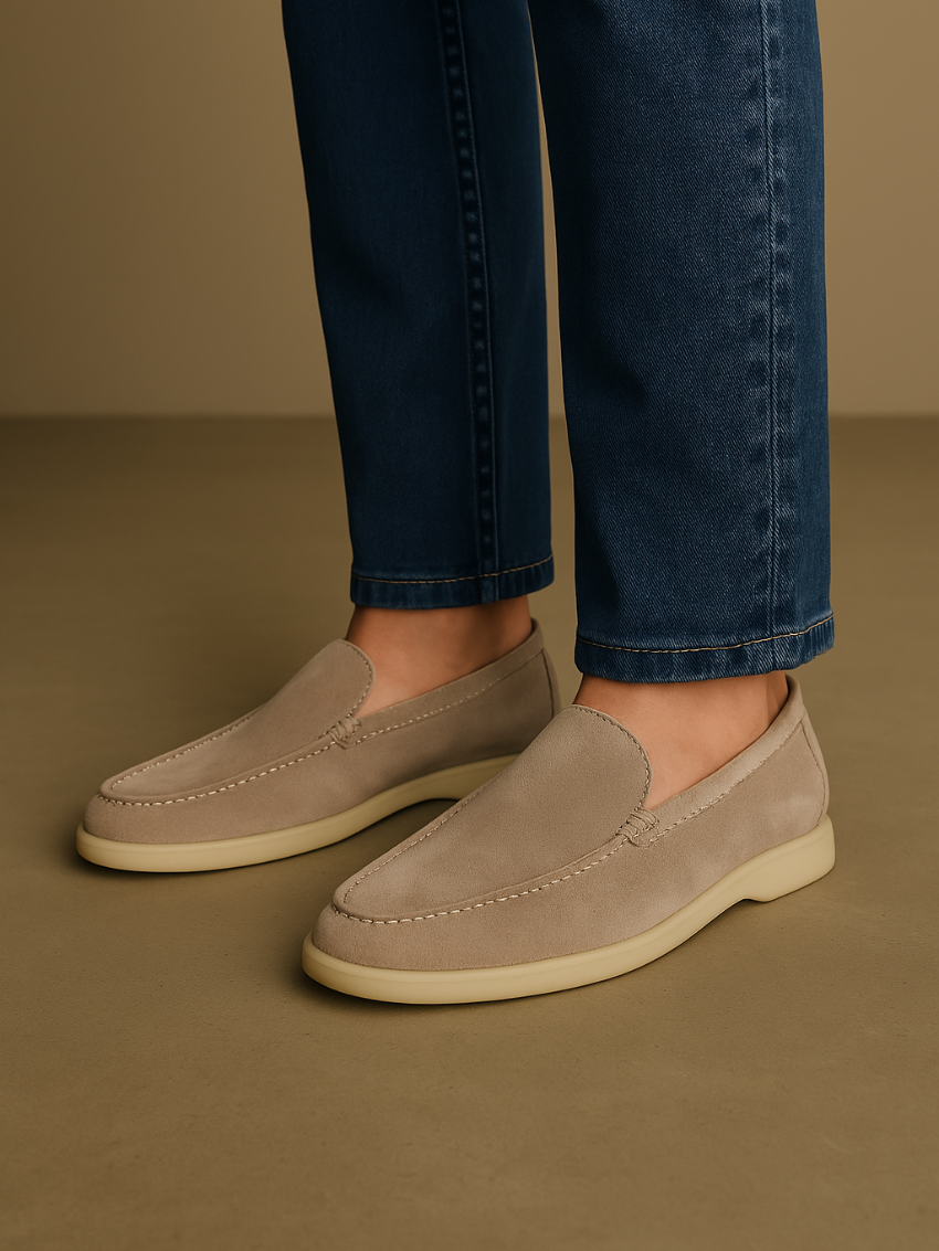 Mocassin Homme Cuir Beige Élégant