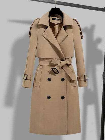 Trenchcoat Femme Classique avec Ceinture et Écharpe