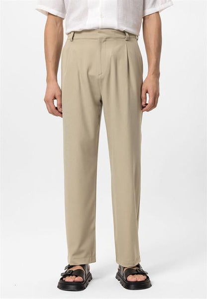 Pantalon Homme Beige Élégant Taille Haute - BerlinGlamour