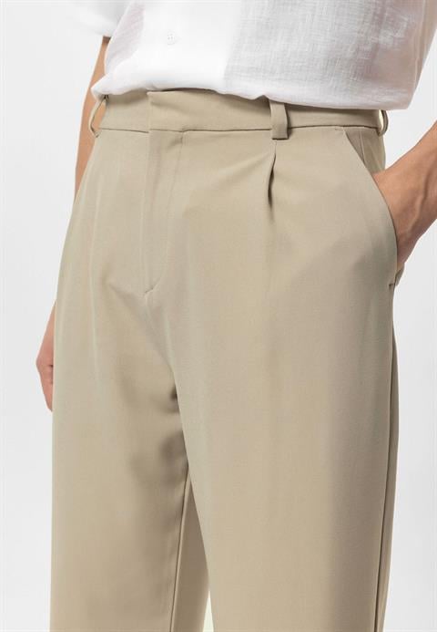 Pantalon Homme Beige Élégant Taille Haute