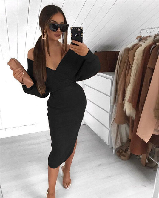 Robe Femme Manches Longues Mi-Longue Élégante - PanierRoyale