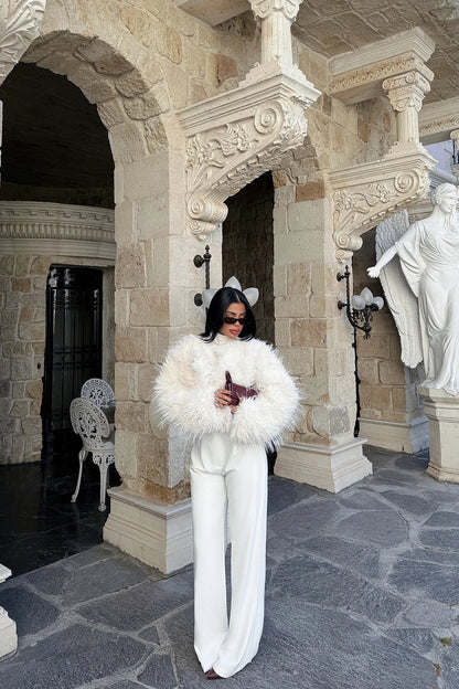Manteau femme Blanc Synthétique Élégant - BerlinGlamour