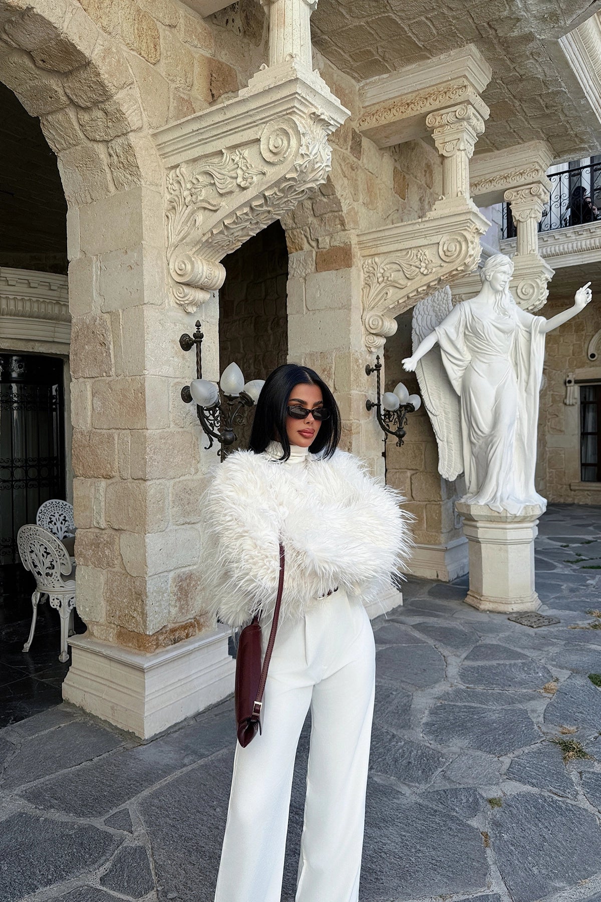 Manteau femme Blanc Synthétique Élégant