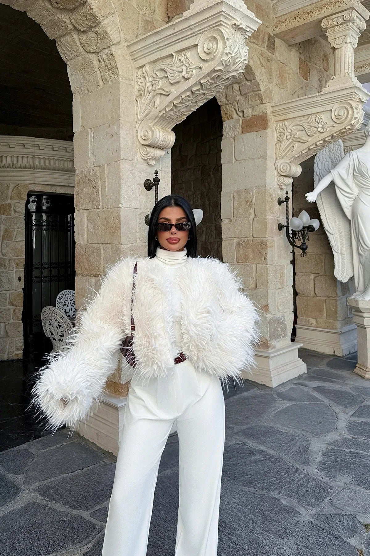 Manteau femme Blanc Synthétique Élégant
