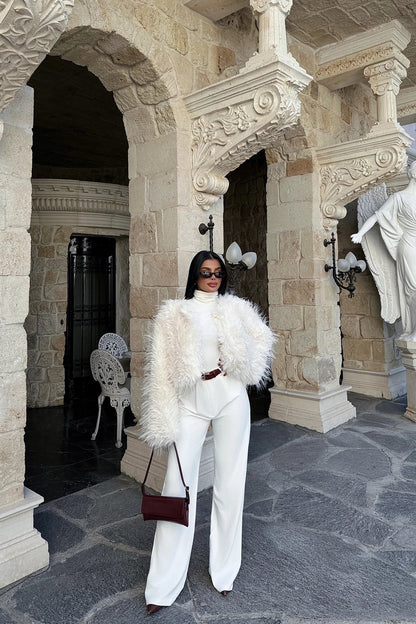 Manteau femme Blanc Synthétique Élégant