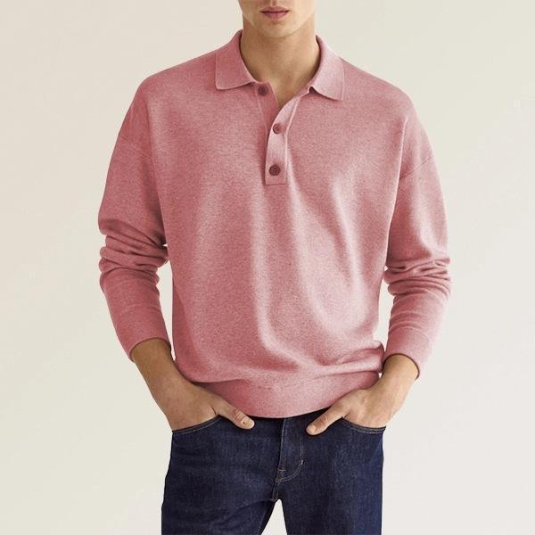 Polo Homme Manches Longues Vert Olive Coton Classique