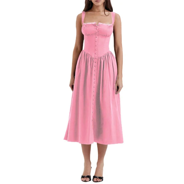 Robe Été Élégante – Mi-Longue Décontractée pour Femme