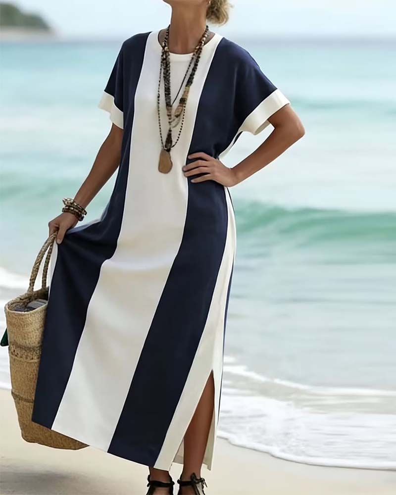 Robe midi Femme Coupe droite Fente latérale
