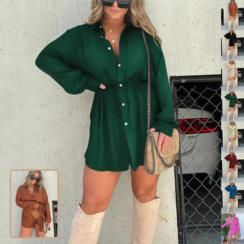 Robe Combinaison Femme Chic à Manches Longues Boutons Devant - PanierRoyale