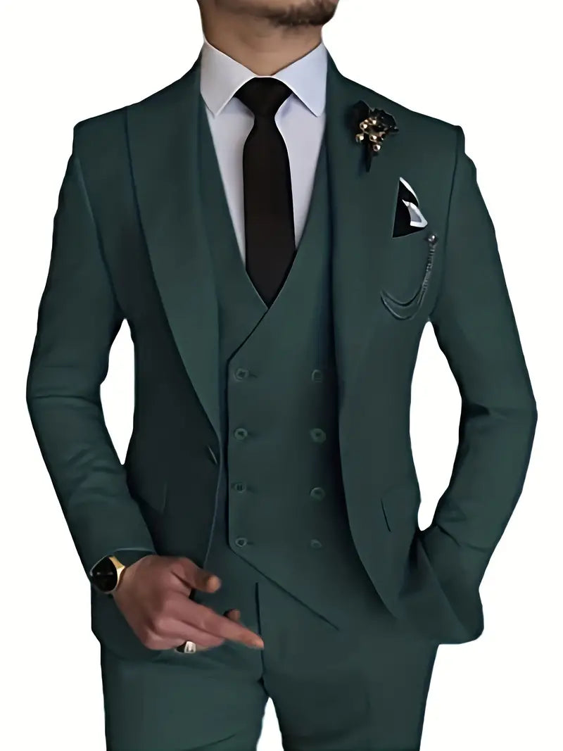 Costume Homme 3 Pièces : Blazer, Gilet et Pantalon Élégant