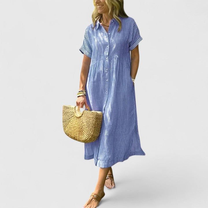 Robe striée femme décontractée pour été
